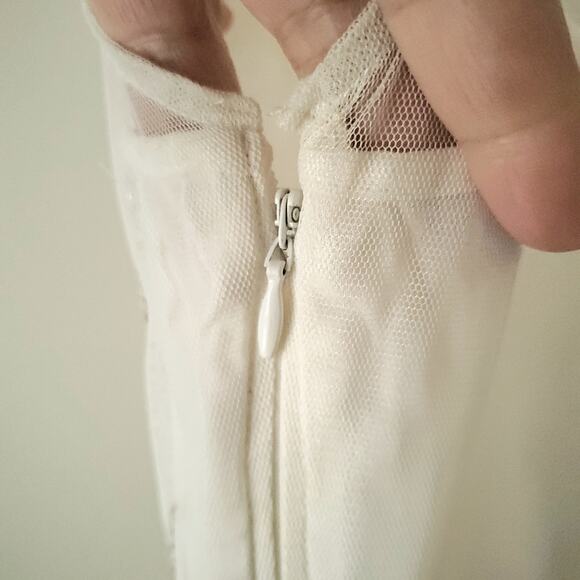 Y2K 90s Abercrombie Fitch Slip Dress XS Ivory Mesh Silver Bead Party NEW - Picture 8 of 12